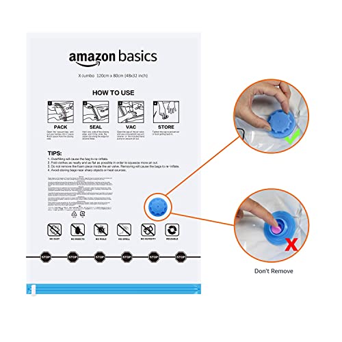 Amazon Basics Vacuum Compression Storage Bags With Hand Pump - 4 Pack, X-Jumbo #TOP1
