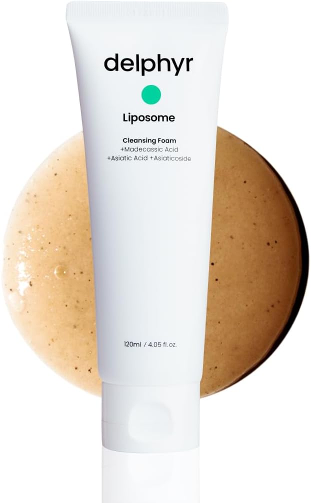 delphyr Liposome Daily Cleansing Foam, Gentle Exfoliation for Sensitive Skin with Centella Asiatica TECA, Deep Pore & Makeup Cleanser, Korean Skincare for Trouble Care (4.05 fl. oz, 120ml)