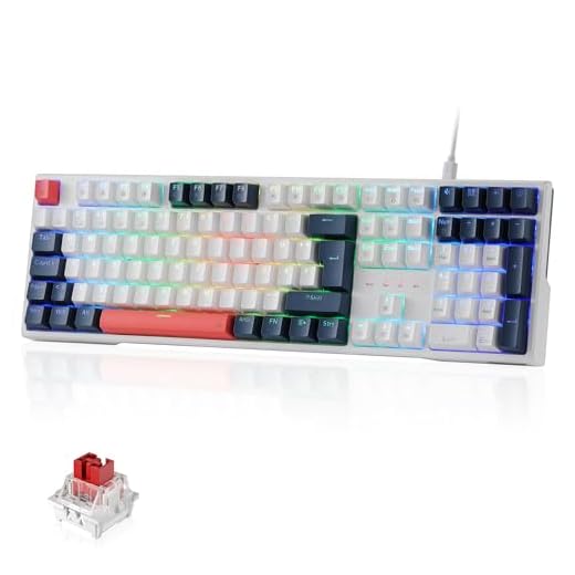 Redragon K668 QWERTZ-Layout Kabelgebundene Gaming-Tastatur, 105+4 Tasten Tastatur, Hot-Swap Sockel, Leise Roten Schaltern, Mischfarben-Tastenkappen, RGB-Hintergrundbeleuchtung, Multimedia-Shortcuts