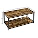 Yaheetech 2-Tier Coffee Table, Industrial Wood Coffee Table with Storage Shelf for Living Room, Rectangle Side End Table with Metal Frame, Rustic Brown