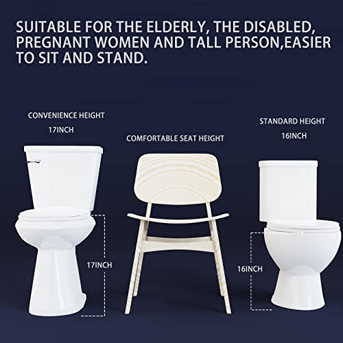 17.1” Tall Toilet Elongated High Toilets Extra Tall Toilet with 1.28