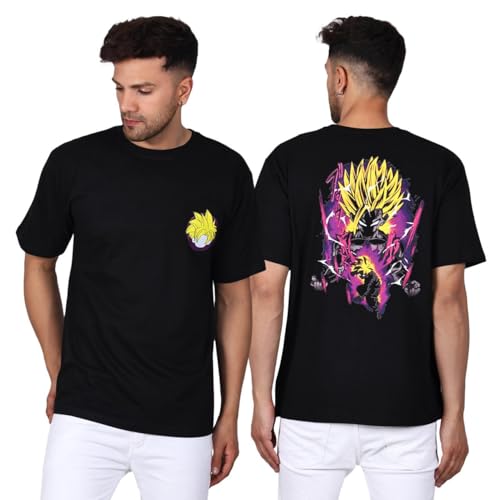 Image of Urban Ninja Men's Printed Round Neck Pure Cotton Black T-Shirt with Striking Graphic Print Detail for Streetwear Style and Casual Comfort