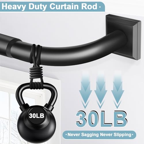 Room Darkening Curtain Rods for Windows 28 to 48Inches（2.33-4Ft）, Wrap Around Blackout Curtain Rods, Adjustable Heavy Duty Drapery Rods,Black - Thumbnail 5