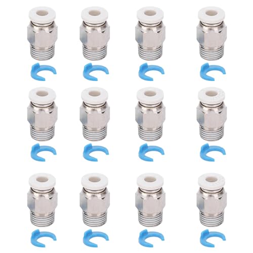 Straight Quick Connector, M10 Pneumatic Fitting Push Connector, 12Pcs Pneumatic Fitting Push 3D Printer Extruder Accesso