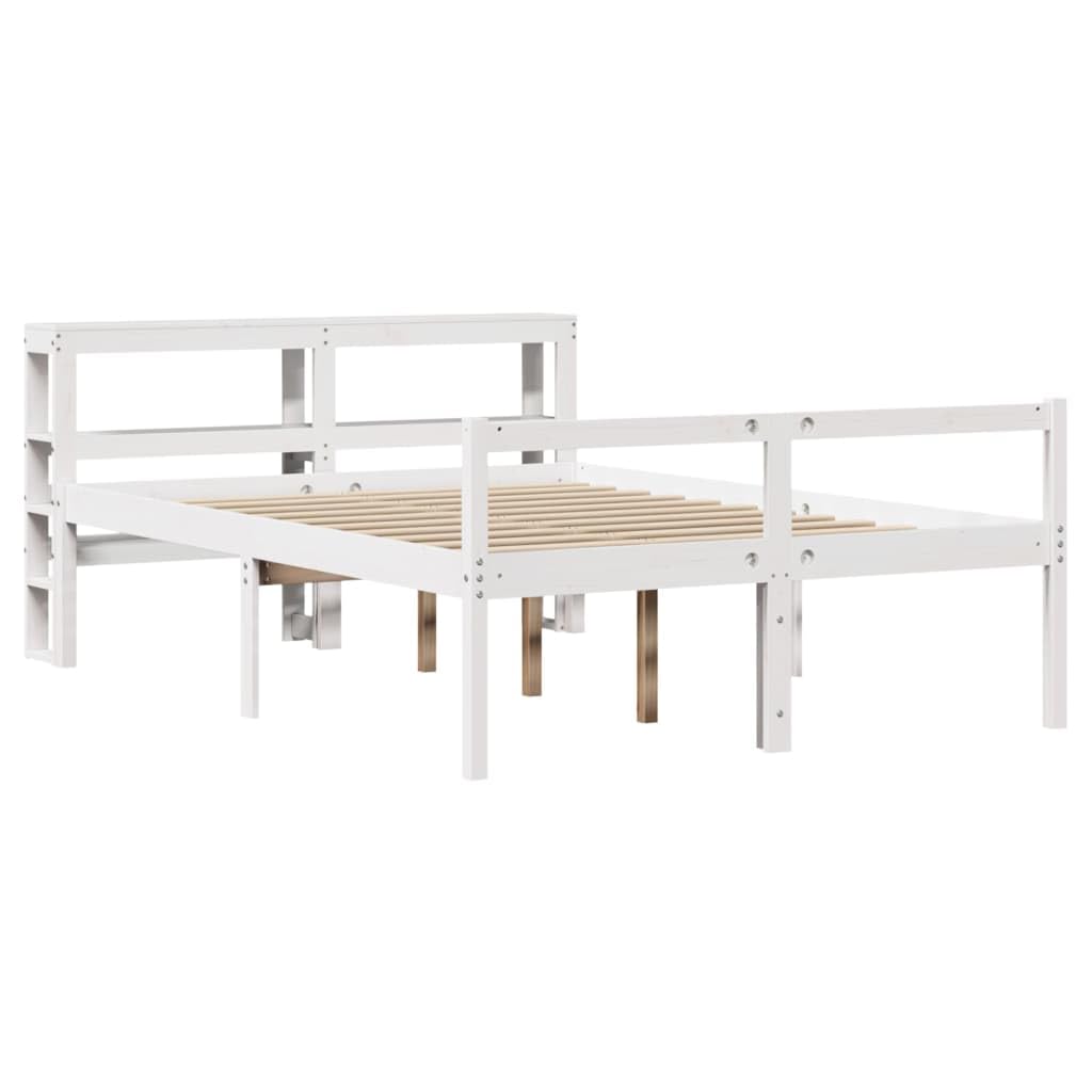 Massivholz Kiefernholz Seniorengerecht viel Stauraum Weiß 140x200 cm | Seniorenbett mit Kopfteil Massivholz Weiß 140x200 cm ohne Matratze Seniorengerecht Stauraumbett