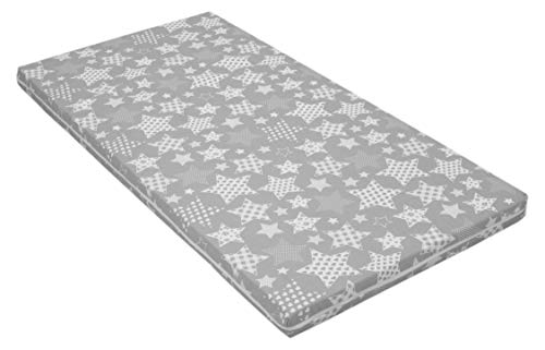 Best For Kids - Colchón para bebé (60 x 120 x 6 cm, funda de 100% algodón) Grau Sterne Talla:60 x 120 cm