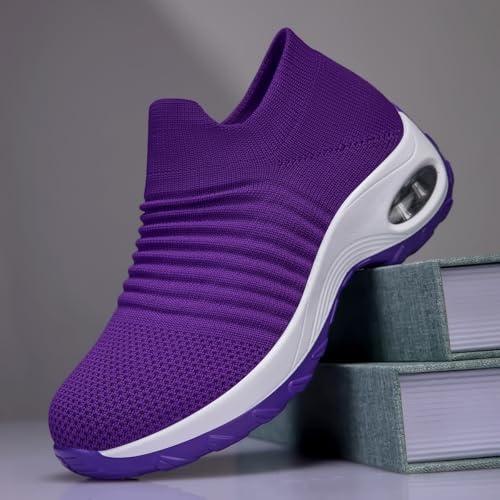 Image of Non Slip Work Shoes Women, Slip On Sneakers Women,Work Shoes Walking Gym Nurse Mesh Casual Fashion Sneakers Comfort Breathable Lightweight