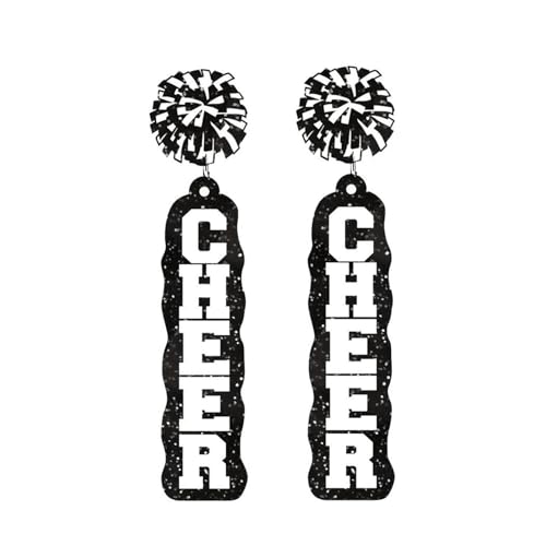 Cheer Glitter Acrylic Drop Dangle Earrings