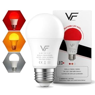 VERLSA Lampada Luce Rossa Melatonina con 3 sfumature- E27-7w - lampada luce melatonina 625nm, ambra 1600k e bianco 4000k - Luce rossa Notturna Rilassante, Bilancia il Ritmo Circadiano (1, E27)