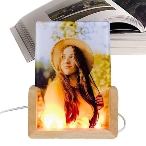 Marco de fotos acrílico de sublimación, 15 x 10 cm, base de lámpara de luz LED nocturna, marco de fotos acrílico de transferencia de calor, productos de sublimación en blanco para el hogar,
