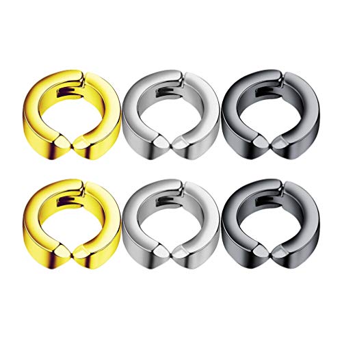 3 Pares Brincos De Argola Falsos Clipe Não Perfurante Brincos Masculinos Pretos Clipe De Orelha Brin