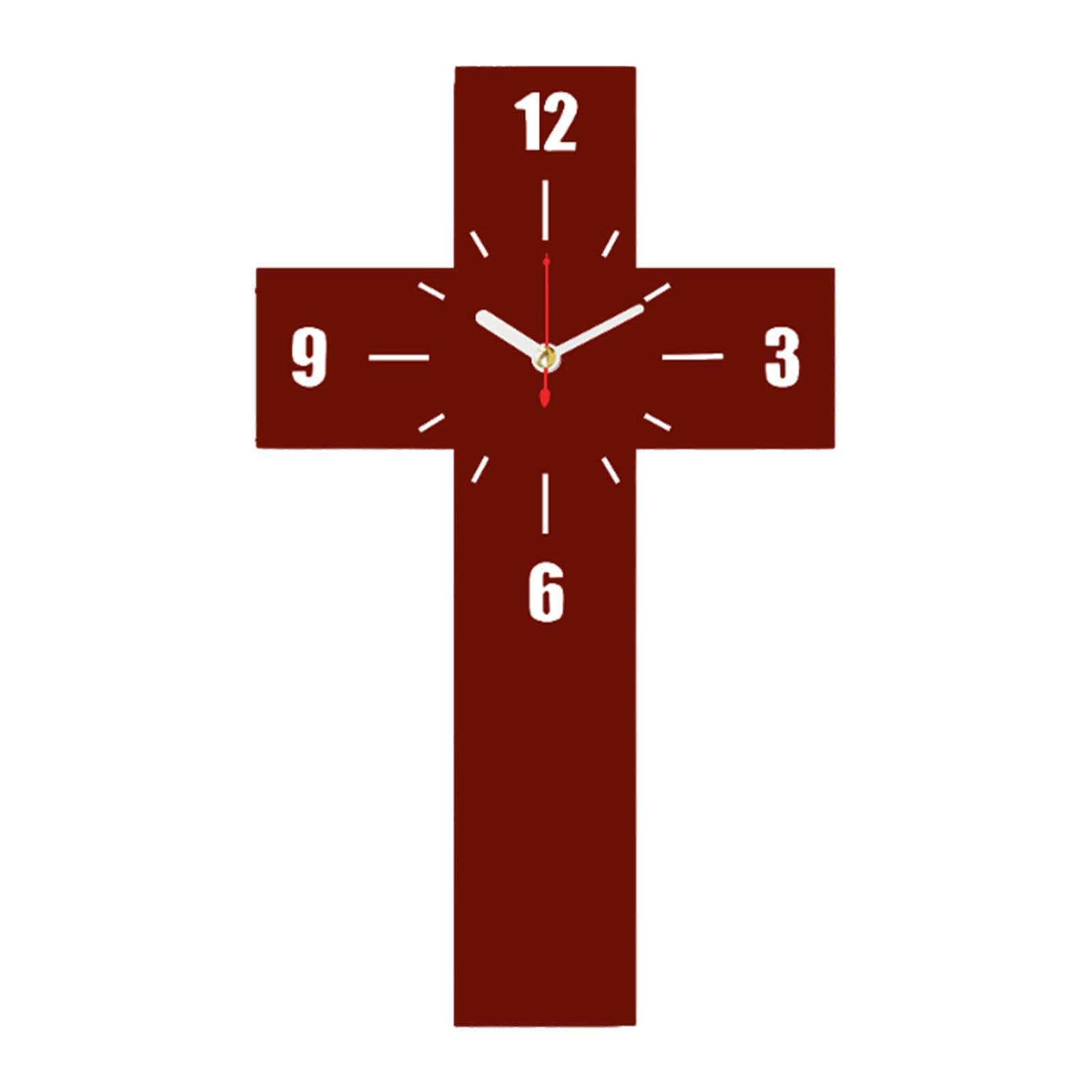 Horloge murale crucifix en bois pour salon et ferme rustique