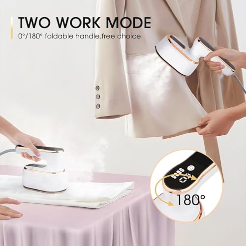 Plancha Vapor PortáTil, Mini Plancha Plegable de Viaje, Ferro a vapor vertical con Tanque de Agua de 100ml, 1000W 15S calentamiento rápido, Pequeña 2 en 1 Plancha de ropa para hogar y viajes - imagen 3