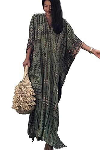 CHERRY CAT Women Beachwear Long Beach Coverups Kaftan Casual Caftan Dress Swimwear cover ups