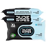 DUDE Wipes Medicated Hemorrhoid Flushable Wipes, Witch...