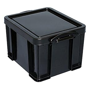 Really Useful Box Plastic Storage Container With Built-In Handles And Snap Lid, 32 Liters, 95% Recycled, 19″ x 14″ x 12