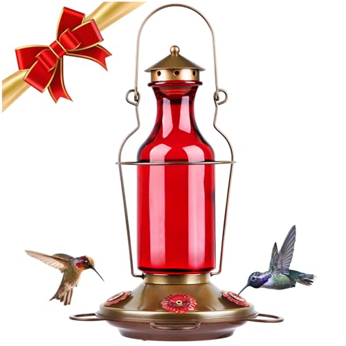 BOLITE 18004 Hummingbird Feeder, Vintage Red Wine Bottle Hummingbird Feeders for Outdoors, 20 Ounces