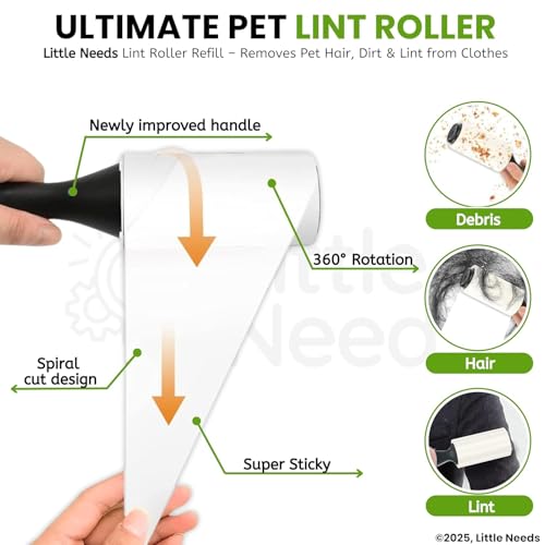 Image of Pet Hair Remover Lint Roller Refills - (6 Refills, Total 360 Sheets) I Extra Sticky Lint Roller Refills, 60 Sheets per Roller I Pet Hair Remover for Clothes, Sofa, Furniture & Coats
