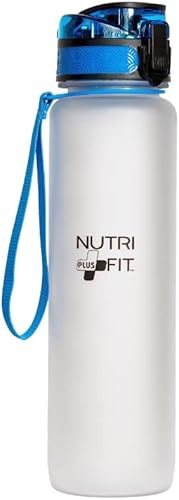 NUTRI PLUS FIT Nutrifit Blue - Botella de agua motivacional motivacional de 32 onzas