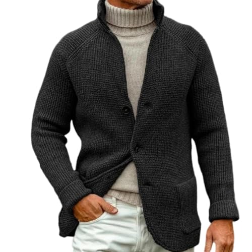 Men's Vintage Style Stand Collar Knitted Cardigan Sweater Buttoned Fall Winter Casual Outerwear