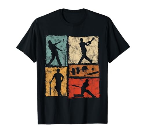 Joueurs de Cricket rétro pour Hommes, Femmes, Enfants, équipe de Sport Vintage T-Shirt