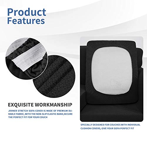Jiviner Newest 2 Pieces Armchair Covers For Living Room Stretch Chair Slipcovers With 1 Seat Cushion Covers Thick Fitted Couch Cover For Pet Dogs Furniture Protector (Chair, Black) #TOP2