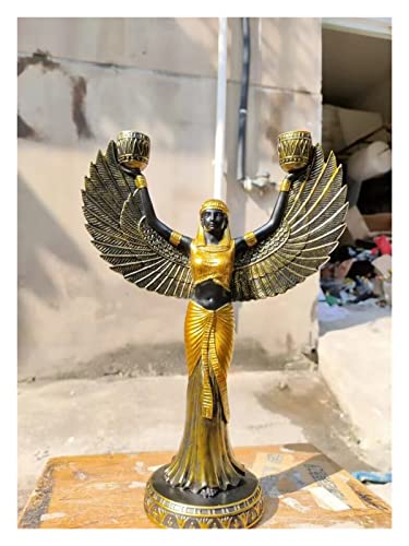 TOMYEUS Ägyptische Göttin mit ausgebreiteten Flügeln - Ägyptische geflügelte Isis-Statue - Ägyptische Göttin der Magie, Medizin, Mutter von Horus und Ehefrau von Osiris Figur (Color : A) Cover