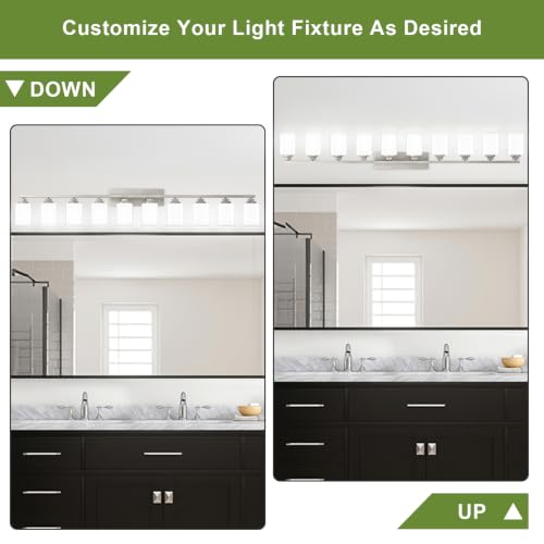 Image of Brushed Nickel Bathroom Light Fixtures, 10-Light Vanity Lights over mirror
