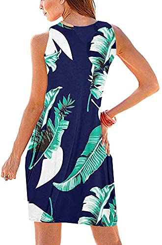 Image of Camisunny Women Casual Loose Tank Dresses Sleeveless Beach Vacation Dress Swing Pleated U Neck Fashion Soft