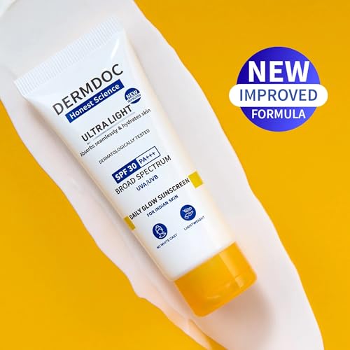 Image of DermDoc All By Purplle Ultra Light Spf 30 Pa+++ Daily Glow Sunscreen (50Gm) | Sunblock | Lightweight | Non-Greasy | 0 White Cast