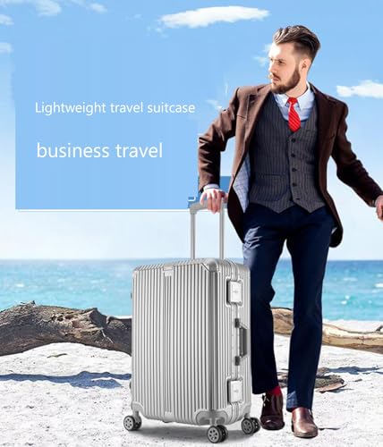Lightweight Carry on Suitcase Aluminium Frame,ABS+PC Hard Shell Carry on Zipperless Luggage TSA Combination Lock Digital Password,Titanium Gold,24in3