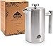 Produktbild ABNOBACOFFEE French Press Edelstahl | doppelwandig isoliert| Kaffeepresse | Kaffeebereiter inkl. 3 Ersatzfilter (0,6 Liter)