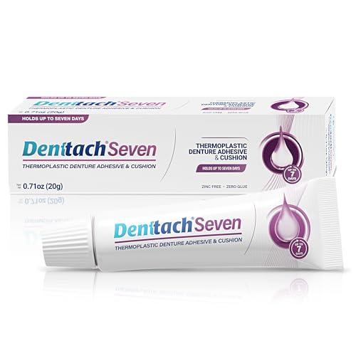 Denttach Seven Denture Adhesive, Thermoplastic Denture Adhesive, Waterproof, Secure Denture Grip for Up to 7 Days, Cushion Refit, Reliner for Upper and Lower Dentures, Comfortable, Non Glue, Zinc Free