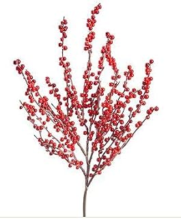 Allstate Floral 20" Red Berry Spray, 1 Count, Artificial Plant, Red Berry Spray, Cascading Fruity, Artificial Tree