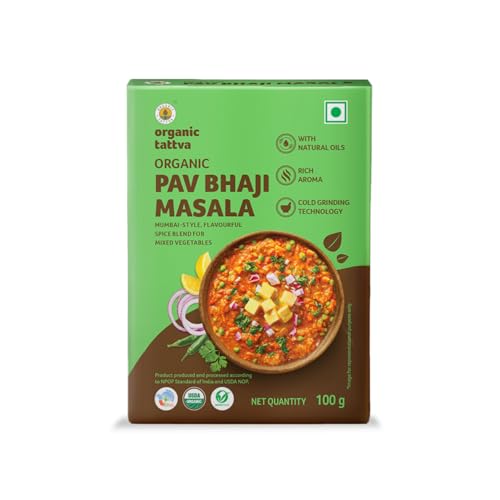 Organic Tattva, Organic Pav Bhaji Masala 100 Gram |Pesticide and Chemical Free | With Natural Oils | Rich Aroma | Naturally Gluten Free