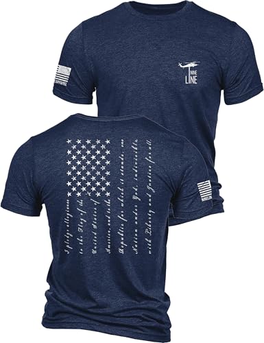 Nine Line Pledge of Allegiance Shirt Patriotic T-Shirts for Men American Flag Military T Shirt Freedom USA Veteran Apparel