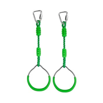 ShopsterKids Gymnastic Rings,Kids Playground Home Swing Sets - Fitness Indoor Outdoor Equipments (Green)