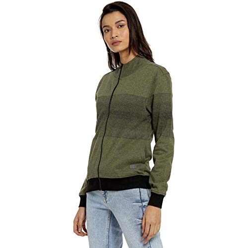 Image of PINACOLADA Women Stylish Striped Casual Jacket(AWZ19 JKHNZP01 W PLN OLBL AZ M)