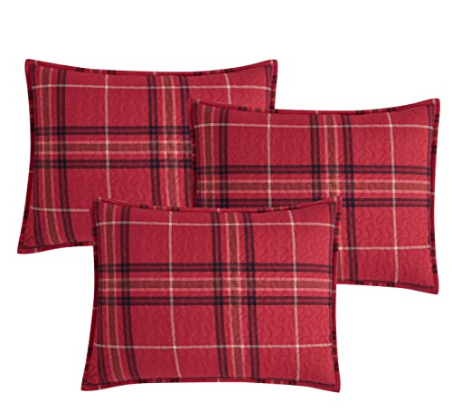 Image of Southshore Fine Living, Inc. Twin Daybed Cover Set, 6-Piece Daybed Comforter Set for Trundle Bed with Quilt, 3 Pillow Shams, Bed Skirt, Throw Pillow, Red Plaid Christmas Bedding