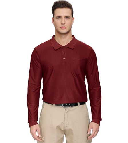 Camisetas Polo para Hombre MOHEEN, de Manga Larga, Secado Rápido, para Golf, Tallas M a 6XL miniatura 2