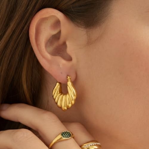 Image of KIMTI 18K Gold Plated Hoop Earring for Women | Round Hoop Earring