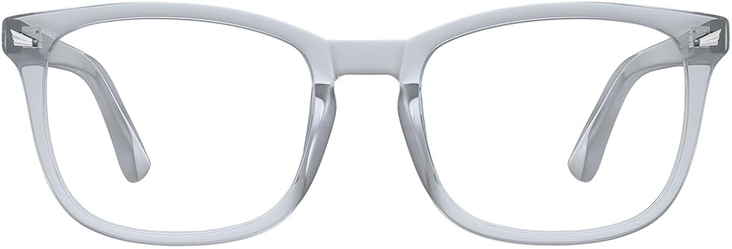 MEETSUN Blue Light Blocking Glasses Women Men, Anti Eye Strain Headache Sleep Better,Computer Glasses UV400 Lens Transparent Grey Frame