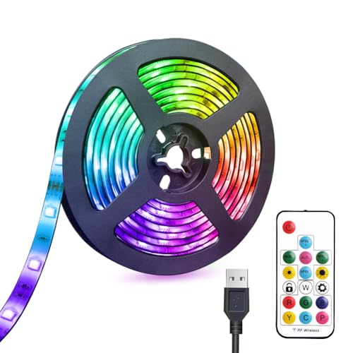 Tira de luces LED USB 6.56 ft RGB Multicolor con control remoto miniatura 1