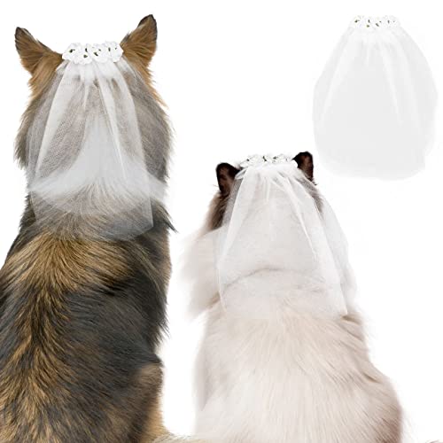 Iecoii Dog Wedding Veil, Female Dog Bridal Veil, White Wedding Veil For Dogs, Flower Headdress For Doggies With Hair Clip, Bride Costume, Hair Accessories For Small Dogs Cats Girls #TOP26