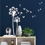 Wandtattoo Kleine Pusteblume mit Schmetterlingen/weiß /