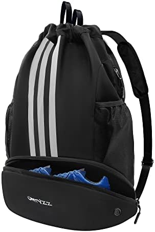 ONTYZZ Drawstring Sports Backpack Soccer Backpack Gym Bag Backpack Multifunctional Bag with Shoe Compartment Yoga Swim Beach Bag with Dry-wet Separate