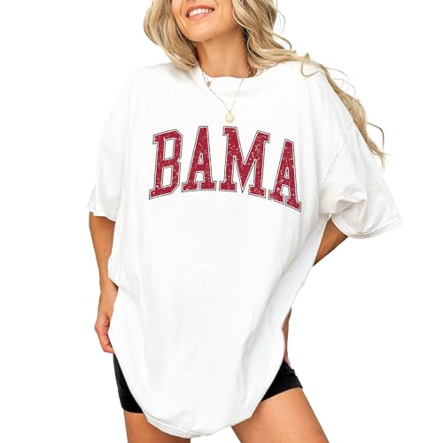 Alabama Vintage Shirt - Bama Retro Text T-Shirt, Classic Style AL State Crimson Shirt S White