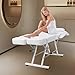 Salon Beauty Split Legs Bed With Armrests,Professional Massage Table,Multipurpose Spa Chairs For Esthetician,330 Lbs,Adjustable/Freestanding,For Professionals In Massage,Spa Centers. (White)