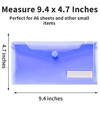 Sooez Small Plastic Envelopes, 12 Pack Plastic Pouch With Label Pocket, Plastic Pencil Pouch, Reusable Envelopes,Pencil Case Bulk, Plastic Money Envelopes, 9.4 X 4.7 Inches #TOP5
