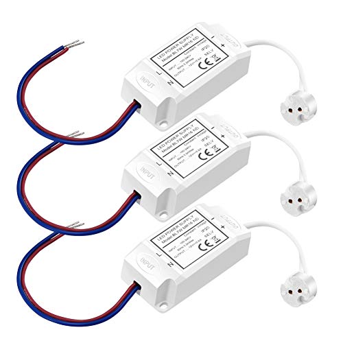 Boxlood Transformateur LED Driver DC 12V 0.6A 7W, avec Base Bi-Pin, Adaptateur Convertisseur Conducteur Alimentation de Tension Constante pour LED MR16 GU5.3 G4 MR11, Lot de 3